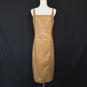Elie Tahari Womens Faux Leather Dress Size 10 Camel Tan NWT